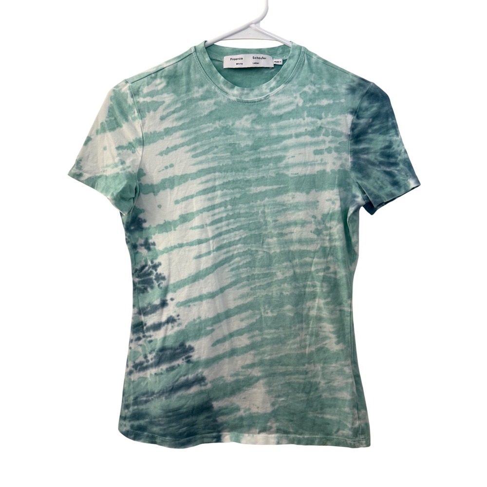Proenza Schouler White Label Tie Dye T-Shirt XS Mint Green Short Sleeve Cotton